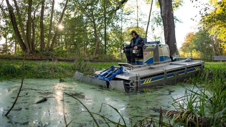 A Truxor T50 Amphibious Machine Navigating a Shallow